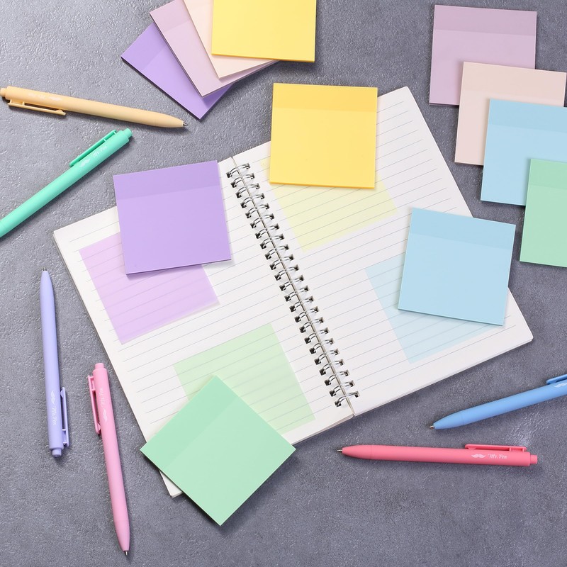 Mr. Pen- Transparent Sticky Notes, 3”x3”, Morandi Colors, 12 Pads,