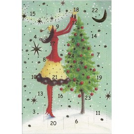 Advent Calendar Greeting Cards, Set of 5, Nostalgic, Gold Embossing Art Card, Merry Christmas, Santa, Father Christmas, Winter