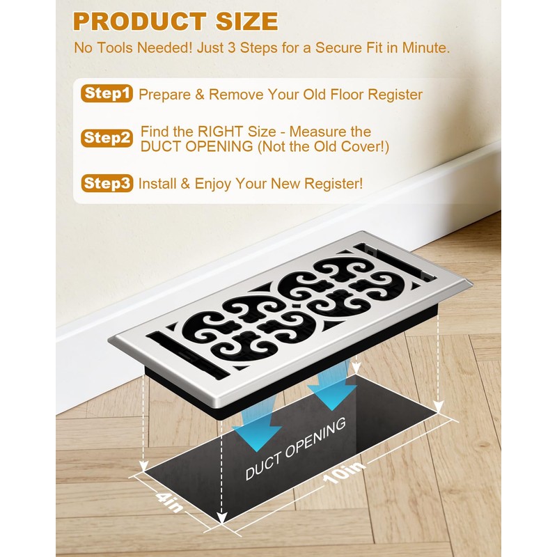 Floor Vent Covers 4x10 Inch – Heavy Duty Walkable Air