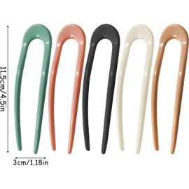 10Pcs French Hair Pins, U Shaped Pin Hair Sticks Clip French Pin for Women Girls Thick Long Hair, White, Green, Black, Coffee, Pink