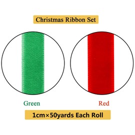 Lezevn 2 Rolls Christmas Velvet Ribbon Red Green Velvet Ribbon Vintage Velvet Ribbon for Christmas Wreath Gift Making DIY Party Decorations