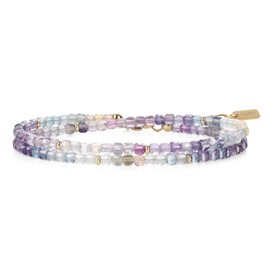 GAVU Layering Bracelet with 3mm Faceted Gemstone Beads for Women Ladies, Stone, Fluorite