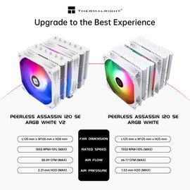 Thermalright Peerless Assassin 120 SE ARGB V2 CPU Air Cooler - 6 Heat Pipes AGHP GEN 5.0 Technology | 1850RPM PWM 120mm Fans, for Intel 1851/1700/115X/1200, AMD AM4/AM5 | White