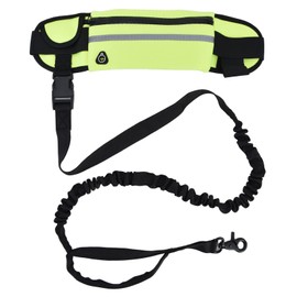 QANYEGN Waist Dog Lead, Waist Belt Bungee Lead, Hands-Free Dog Lead for Running, Belt Bag Dog Lead Set, Waterproof Belt Bag, Elastic Hands-Free Lead Retractable for Training (Green)