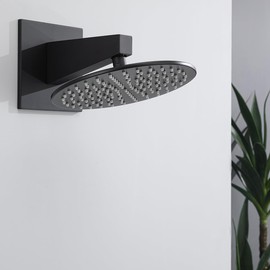 RANDOM Shower Arm with Flange,Shower Head Extension Arm Matte Black Shower Arm SUS304 Stainless Steel Shower Head Extender.91333-MB