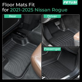 FETUSI Floor Mats Fit for 2021-2024 2025 Nissan Rogue,Custom Fit TPE All Weather Floor Liner Full Set Rogue Accessories Car Mats Front & Rear 2 Row Mats, Black(NOT Fit Rogue Sport)