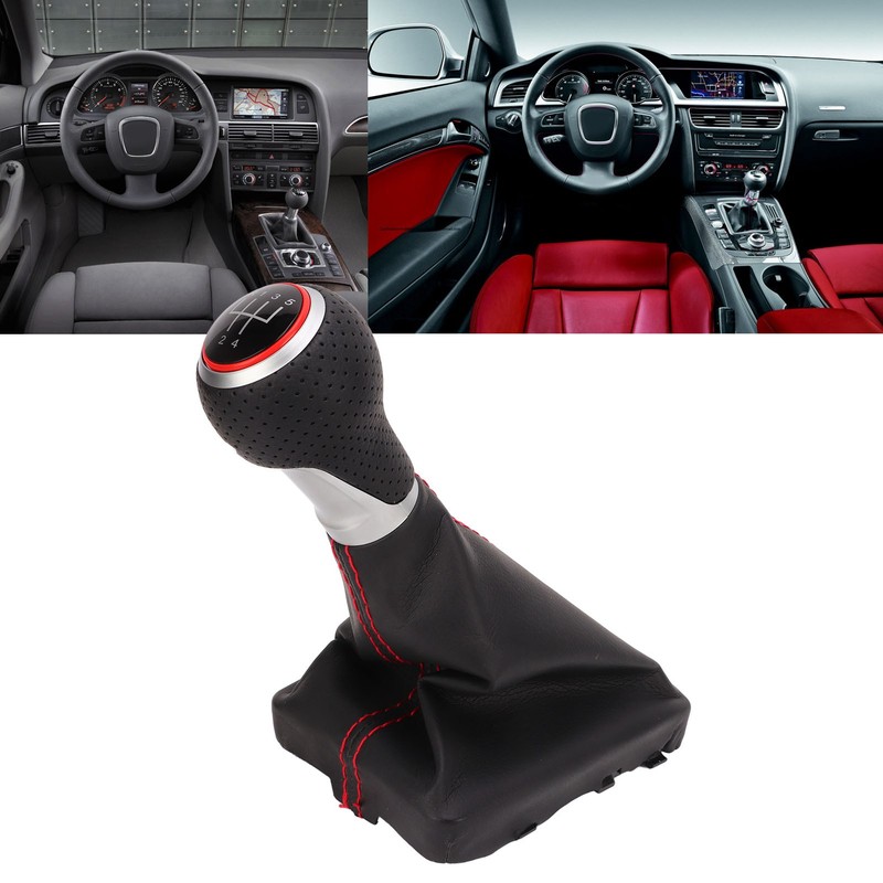 Gear Shift Knob Boot Set 5 Speed PVC Leather Gearstick