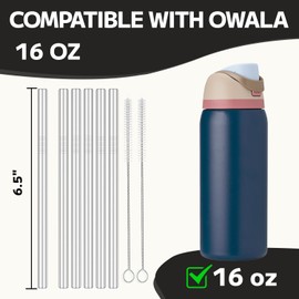 MIMORE Metal Straw for Owala 16 oz - 6 PCS Satinless Steel Straw Compatible with Owala Straw Replacement - Resuable & Dishwasher Safe