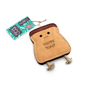 Green & Wilds Eco-Friendly Natural Dog Toy - You're Toast - Suede & Jute Sustainable Chew Toy