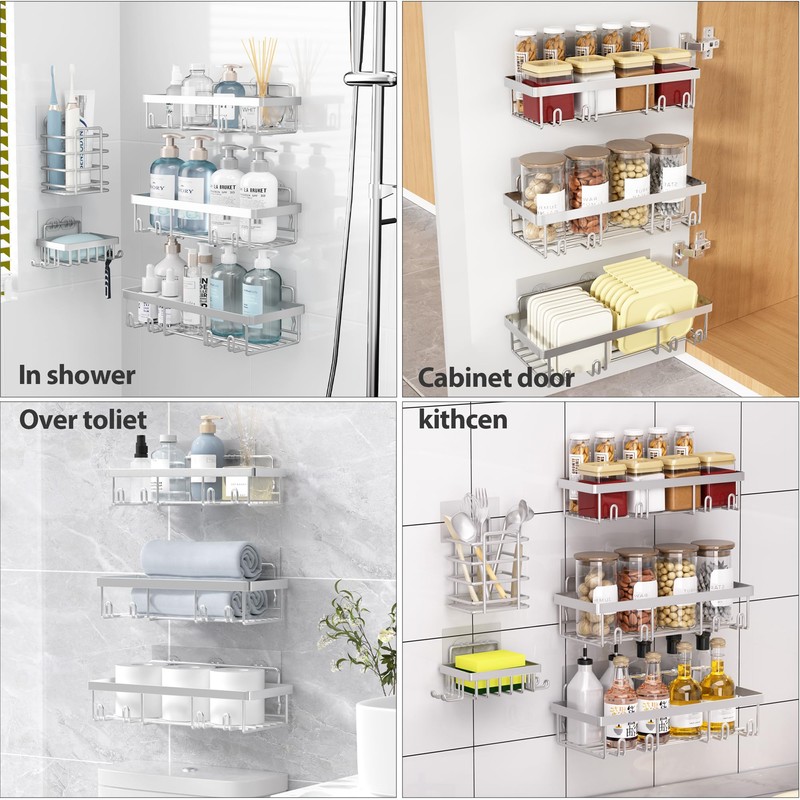 Liuoud 10 Pack Shower Caddy for Inside Shower Silver Bathroom