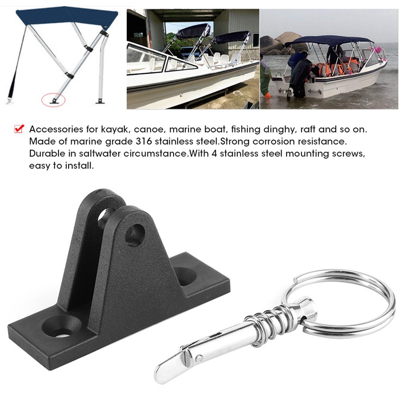 Pair Canopy Deck Hinge Boat Bimini Top Fitting W/Quick Release