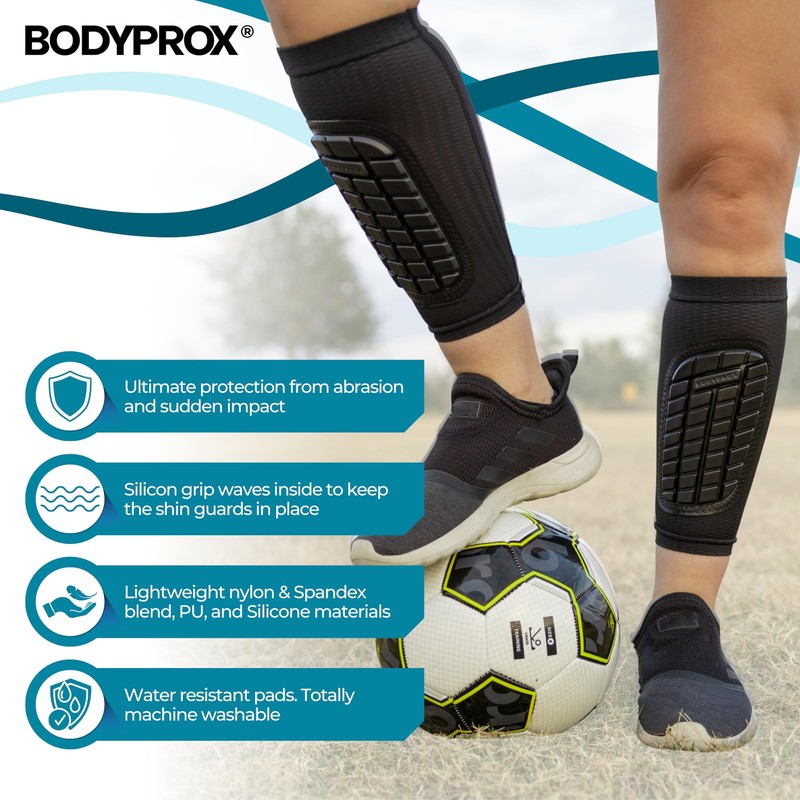 Bodyprox Soccer Shin Guards Sleeves for Men, Women and Youth