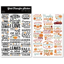 CATaireen UV DTF Cup Wrap Rub-On Transfer Stickers Waterproof Cold Rub On Decals for Glass Water Bottle Mug Wood Chip Stone Acrylic (Quotes - Fall)