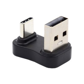 cablecc 10Gbps Type A USB3.0 Male to USB 3.1 Type C Male Data Opposite U Shape Back Down Angled 90 Degree Charge Adapter for Laptop Phone