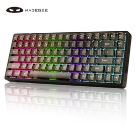 MageGee Light84 Mechanical Gaming Keyboard with RGB Keycaps, EVA Sound-Absorbing Pad, Hot Swappable, Transparent Design, Supports Dual Systems gaming room supplies - Colour: Black transparent