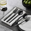 KINGSTONE 20 Pcs Black Hammered Silverware Set for 4, 18/10