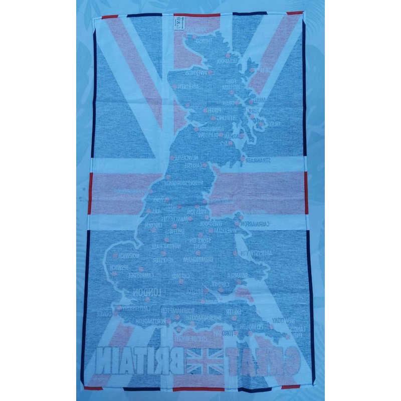 Great Britain Map Union Jack Flag Tea Towel United Kingdom
