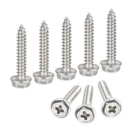 QUARKZMAN Self-Tapping Screws M4 x 25 mm Screws Pack of 60 Trapezoidal Sheet Metal Screws Stainless Steel 324 Phillips Hex Screws with Sealing Disc for Wood Plastic Metal