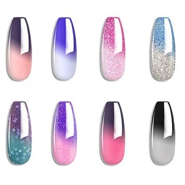 Juego de esmaltes de uñas en gel juego de esmaltes de uñas en gel que cambian de color, morado, azul, rosa, rojo, laverde, rojo viento y negro        