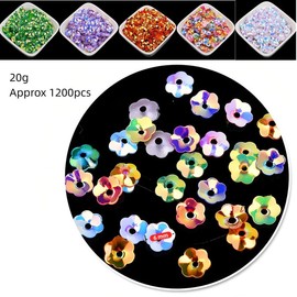 1200Pieces Iridescent Purple Flower Sequins for Sewing Plastic Plum Blossom Beads 6MM Flower Disk Loose Sequins for Scrapbooking,Stage Decorations