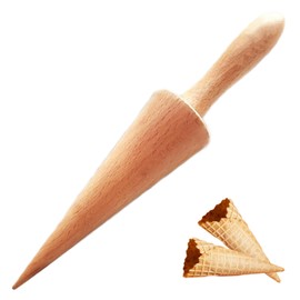 Vyooxcy Pizzelle Roller Molds， Waffle and Krumkake Cone Shaper，8.6 Inch Wooden Pastry Ice Cream Cone Molds for DIY Tools Dessert Cooking
