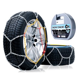 2 PCS Snow Chains for Car, SUV, Pickup and Truck, Compatible with Tire Width 205 215 225 235 245 255 265 275 285 MM (KN140)