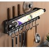 Multifunctional Kitchen Storage Rack, No-Drill Adhesive Wall Mounted Utensil &