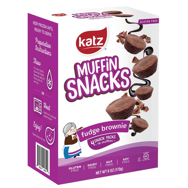 Katz Gluten Free Fudge Brownie Muffin Snacks | Dairy Free, Nut Free, Soy Free, Gluten Free | Kosher (3 Packs, 6 Ounce Each)