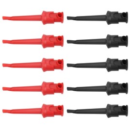 10Pcs Test Hook Clips, P5002 Mini Grabber Clips with Safety Handle and Compression Spring, Copper Multimeter Test Hook Clips Compatible with SMT SMD IC D20 Cable Welding