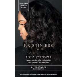 Kristin Ess - Brillo para el cabello en moreno oscuro agridulce - 4 semanas de tinte para el cabello semipermanente en gel - Acondicionador y tónico p
