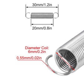 GUNGY Tension Springs with Hooks Stainless Steel Tension Spring 30 mm Outer Diameter 6 mm Wire Diameter 0.55 mm Maximum Tensile Force 0.62 kg 0.55 x 6 x 30 mm Pack of 10