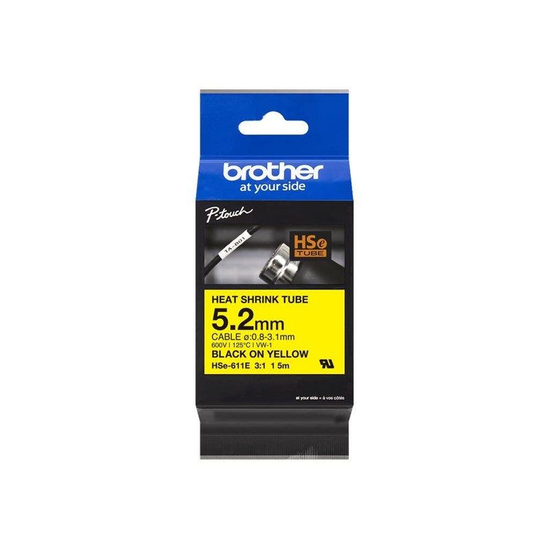 Brother Genuine Pro Tape HSe-611E Heat Shrink Tubing - Black