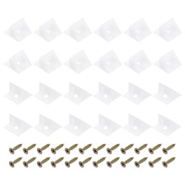 sourcing map 50Pcs 90 Degree Plastic Corner Braces, 14x13x9mm Nylon Shelf Right Angle Brackets with Screws for Cabinets, Cupboards (White)