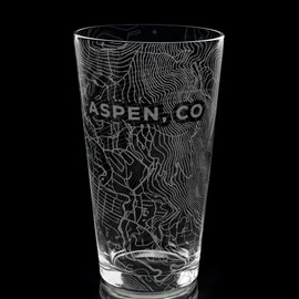 ASPEN COLORADO Engraved Pint Glass | Great Ski Resort Mountain Topography Map Gift Idea!