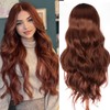 PORSMEER Long Wavy Wigs for Women, Synthetic Curly Hair Wigs,