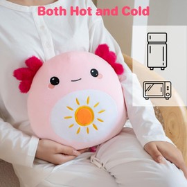 Finebee Axolotl Microwavable Heating Pad for Period Cramps, Cute Pink Axolotl Plush, Weighted Stuffed Animal Warm Gifts for Kids Adults 10 inch, 1.2 lbs