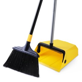 Yocada Heavy Duty Broom and Dustpan Set with Comb Commercial Outdoor Indoor Perfect for Courtyard Garage Lobby Mall Market Floor Home Kitchen Room Office Pet Hair Rubbish