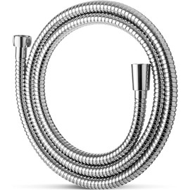 OFFO Stainless Steel Shower Hose with Twist Protection, 1.6 m ~ 2 m, Expandable Shower Hose, Elastic Stretched Intermediate, Stainless Steel Replacement High Pressure Shower Pipe, Shower Hose for