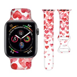 BACDOILQ Valentines Watch Band Love Heart Smartwatch Band Compatible with Watch 38mm 40mm 41mm Soft Silicone Strap Replacement for Series 9/8/7/6/5/4/3/2/1/SE