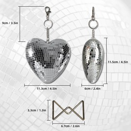 Mirror Heart Disco Ball, Silver Reflective Hanging Decorative Ornament with Stand, Heart-Shaped Decor for Wall, Party, Room, Home, Gift Idea for Couples, Valentine's Day（4.5 inch）