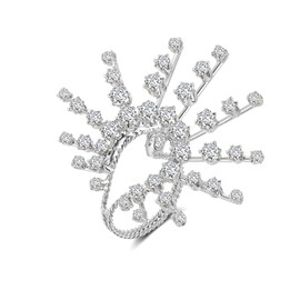 Mytys Adjustable Size Rings for Women Full Cubic Zirconia Setting Ring Silver Color Crystal Jewelry (Flower silver)