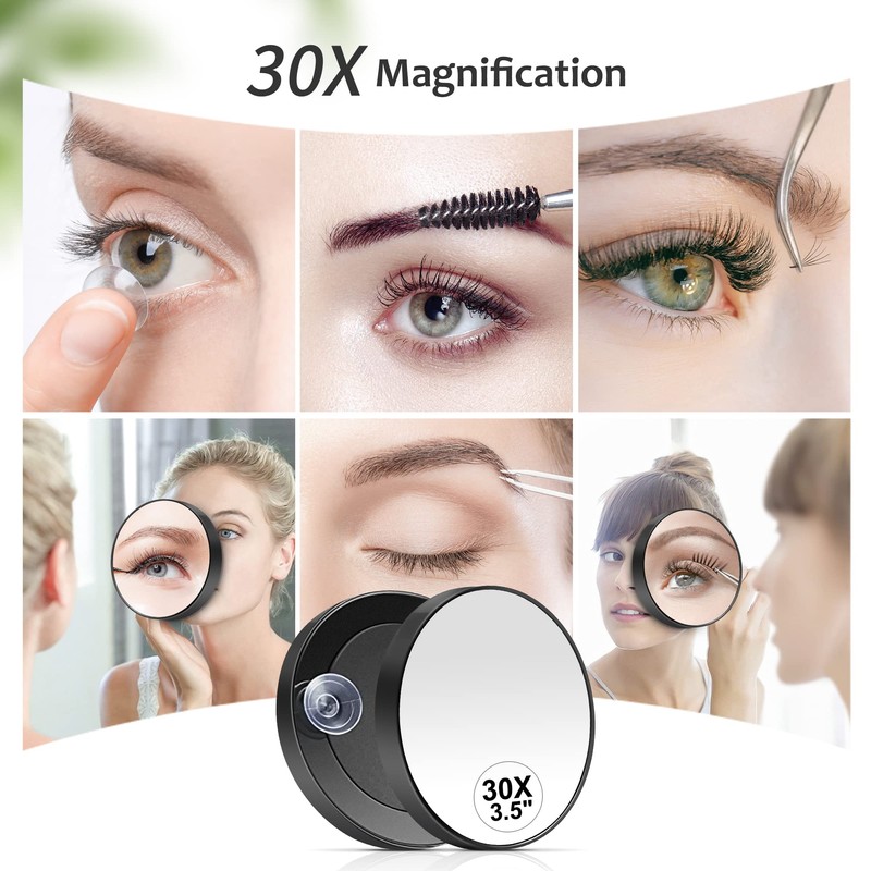 MIYADIVA 30X Magnifying Mirror, Small Travel Mirror with Suction Cup