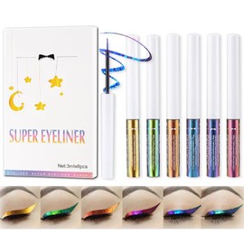 HERBENJOY Chameleon Eyeliner,Metallic Liquid Eyeliner Changing Long-lasting Holographic Glitter Multichrome Eye make-up For Women,Quick Drying Smudge-proof (6pcs-set)