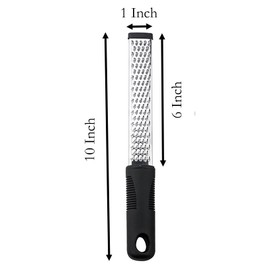 Cheese Grater, 10 Inch x 1 Inch Stainless Steel Vegetables Zester with Rubber Handle for Vegetables, Cheese, Fruits and Lemon (25cm)