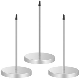 SOSPIRO 3pcs Receipt Spike Metal Bill Holder Straight Rod Spike Restaurant Receipt Note Holder with Round Stand for Restaurant Kitchen Office Hotel(Silver)