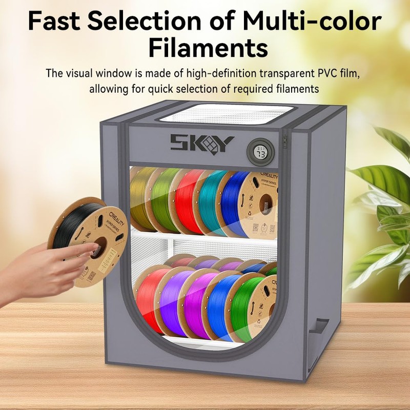 3D Printer Filament Storage Box with Thermo-Hygrometer - 2 Tiers