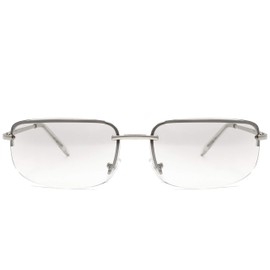 NYS Collection Rimless Gradient Sunglasses - Modern Minimalist Design, 100% UV Protection, for Men and Women (Silver-Clear)
