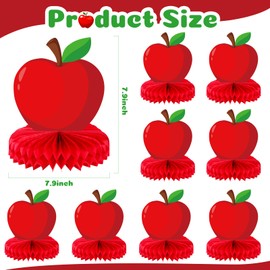 Faccito 9 Pcs Back to School Table Decorations Red Apple Honeycomb Centerpieces First Day of School Apple Table Toppers for Classroom Office Home Decorations Fruit Birthday Party Supplies