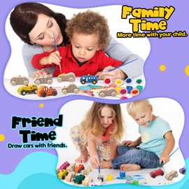Colcospie 18Pcs Wooden Cars, DIY Wooden Cars to Paint for Kids