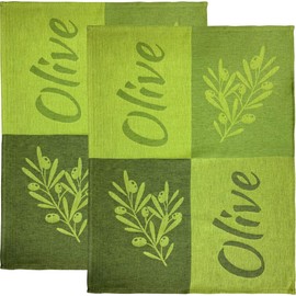 Stuco Verdial Half-Linen Tea Towel 50 x 70 cm Pack of 2 Green